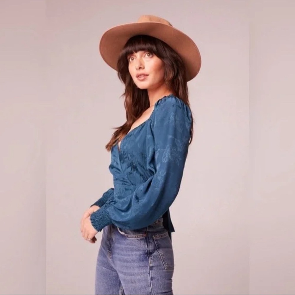 Band Of The Free CAMILLE DEEP TEAL CROSSOVER CROP TOP - Picture 3 of 7